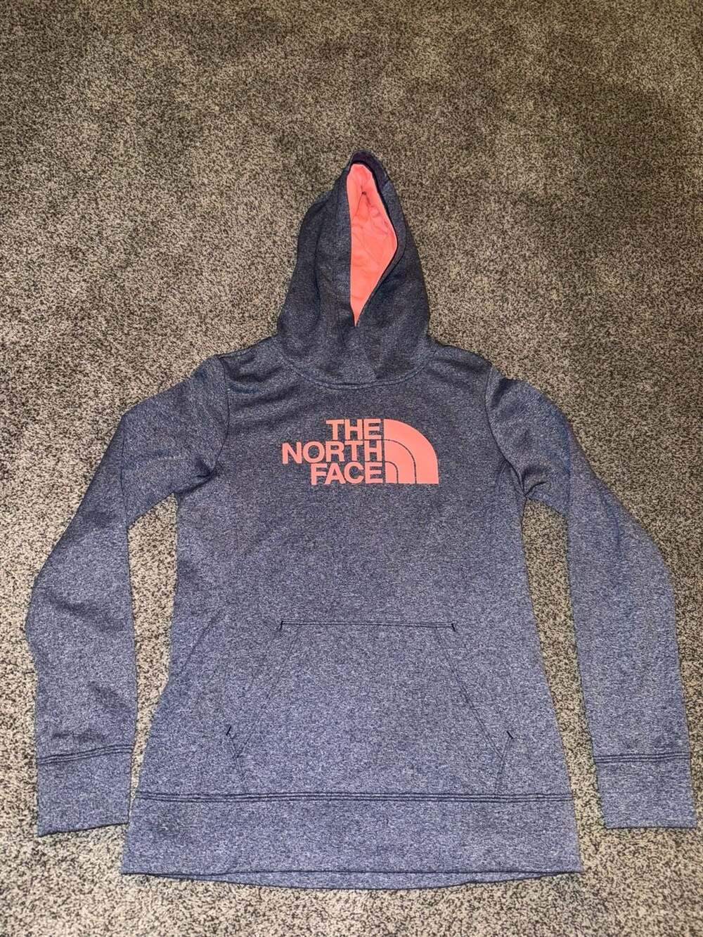 The North Face Fave Pullover Hoodie Women's, Grey with Pink Logo, Size M
